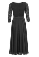 Abendkleid Midi mit Oberteil aus floraler Spitze und Chiffon Rock