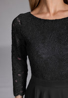 Abendkleid Midi mit Oberteil aus floraler Spitze und Chiffon Rock