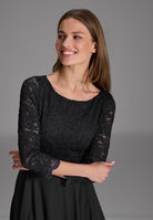 Abendkleid Midi mit Oberteil aus floraler Spitze und Chiffon Rock