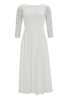 Abendkleid Midi mit Oberteil aus floraler Spitze und Chiffon Rock