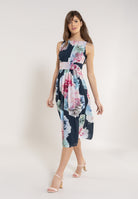Cocktailkleid aus bedrucktem Chiffon navy | multi