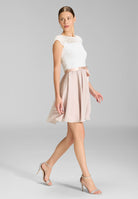 Zweifarbiges Cocktailkleid aus Spitze-Chiffon-Mix
