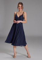 Cocktailkleid aus Materialmix navy