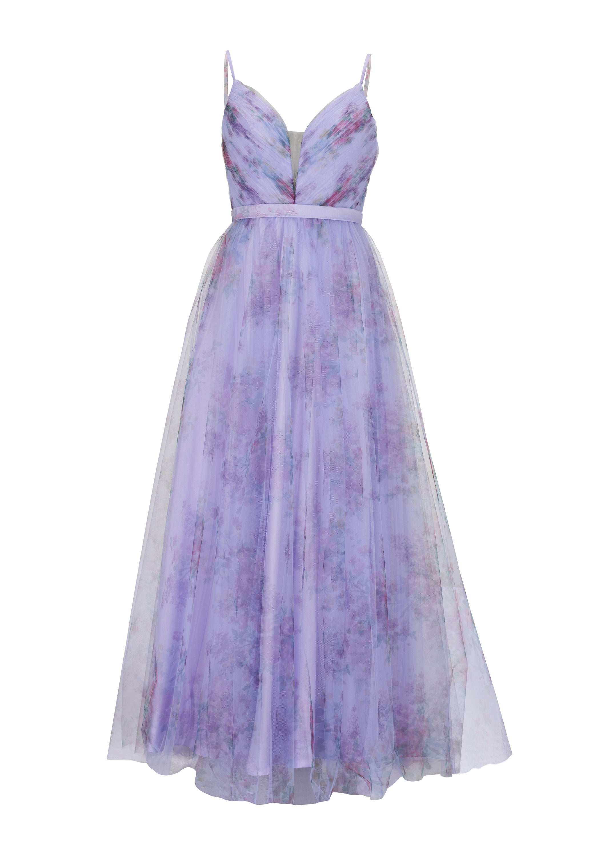 Tüllrobe mit floralem Allover-Print