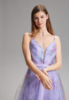 Tüllrobe mit floralem Allover-Print