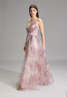 Tüllrobe mit floralem Allover-Print