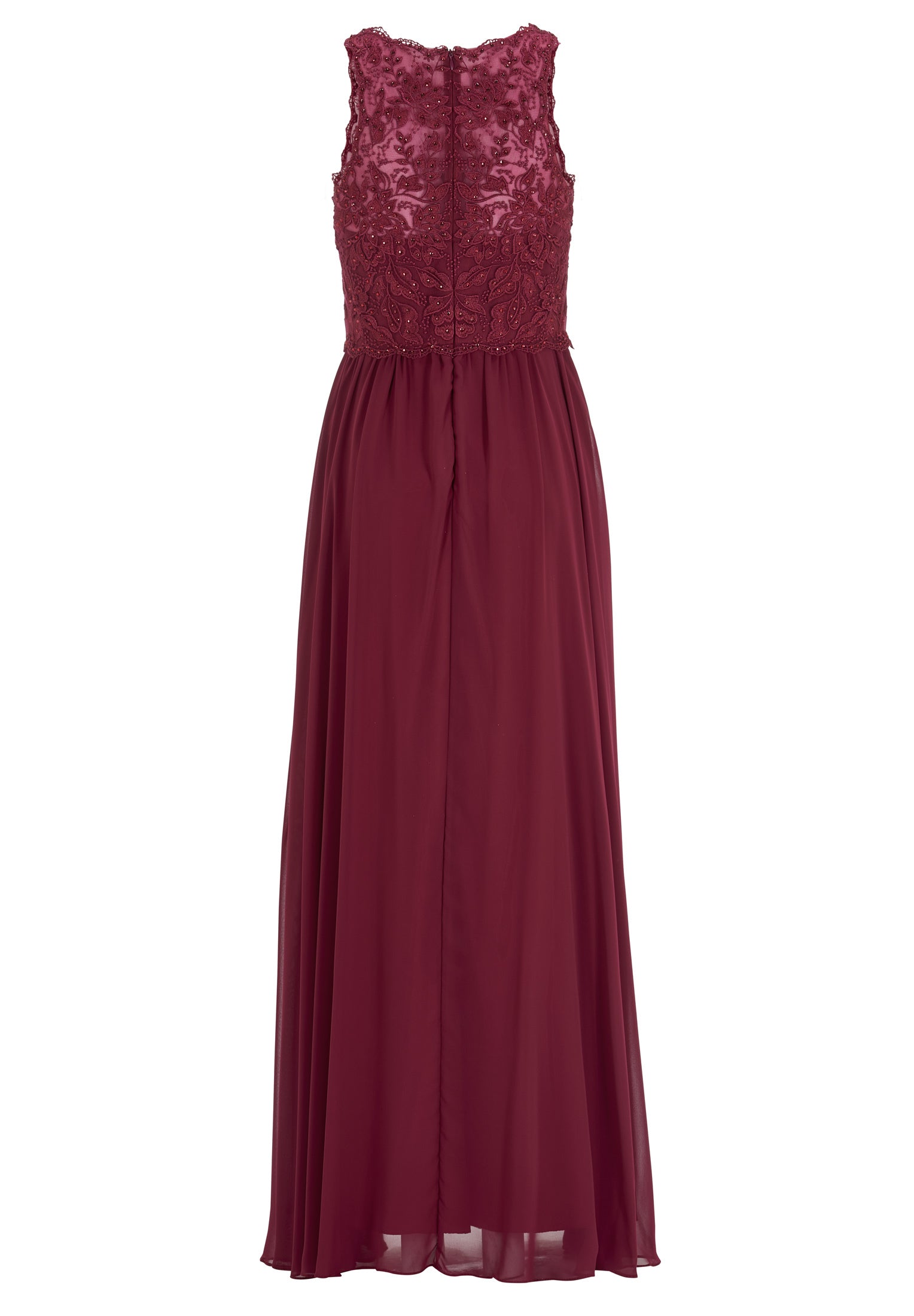 High-closed-Abendkleid mit floraler Spitze