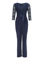 Jumpsuit mit 3/4 Arm aus feiner Spitze
