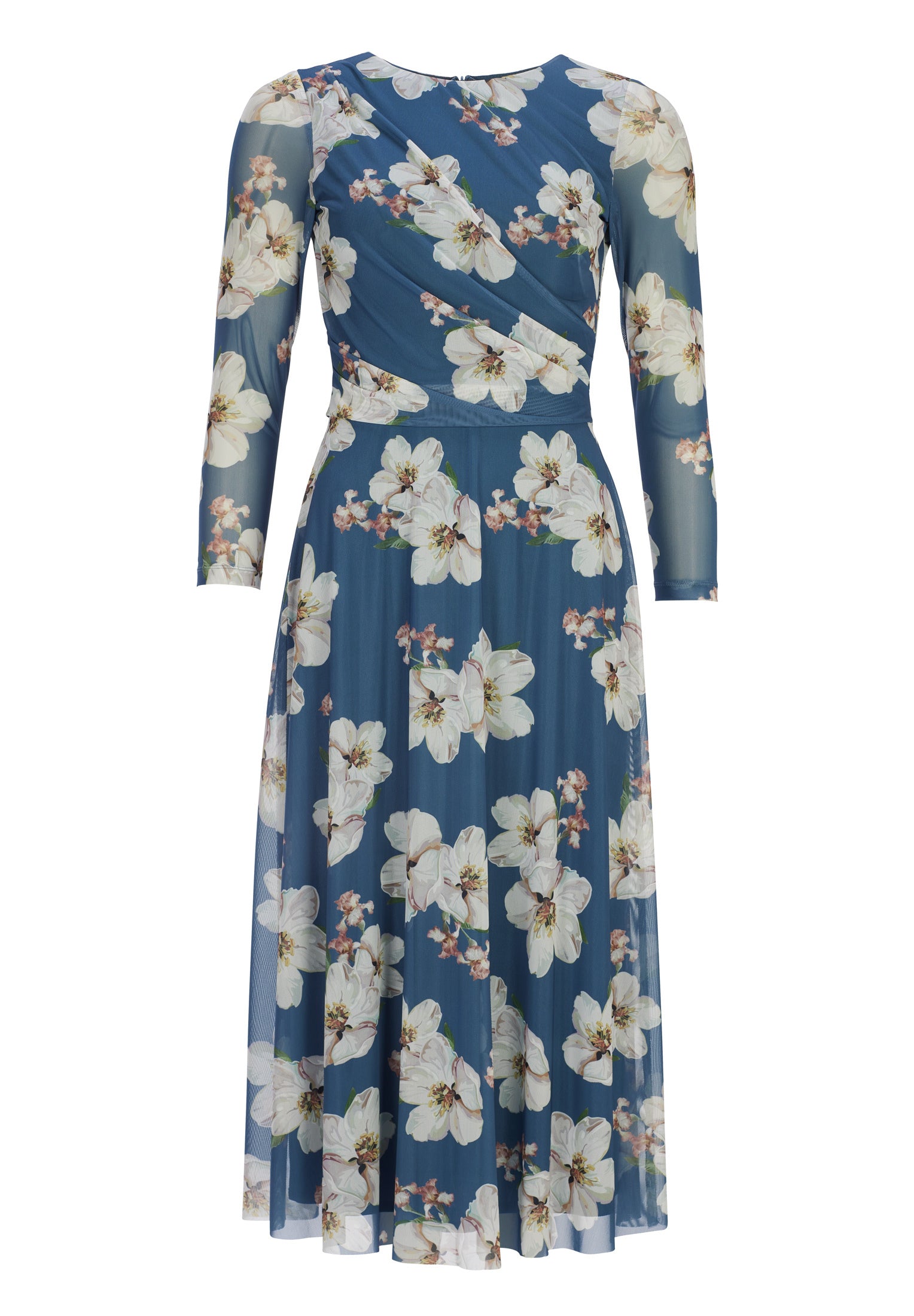 Midilanges Meshkleid mit 3/4-Arm