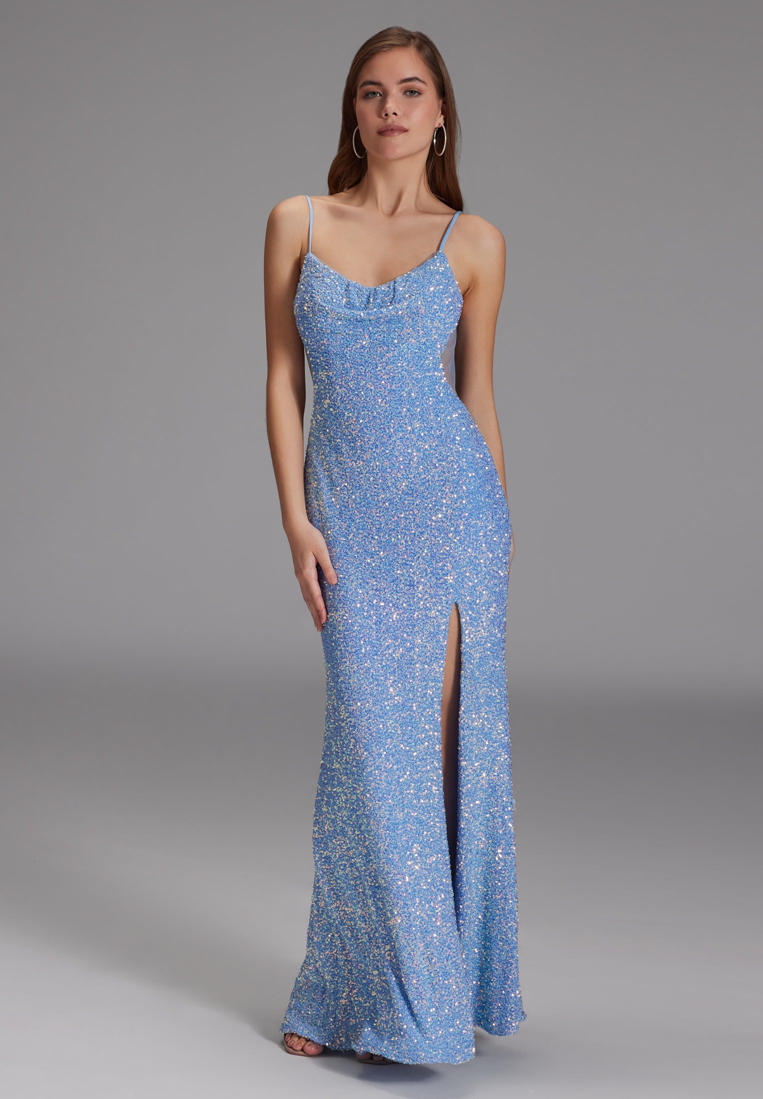 Slipdress mit transparenter Rückenpartie steel