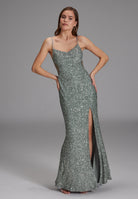 Slipdress mit transparenter Rückenpartie