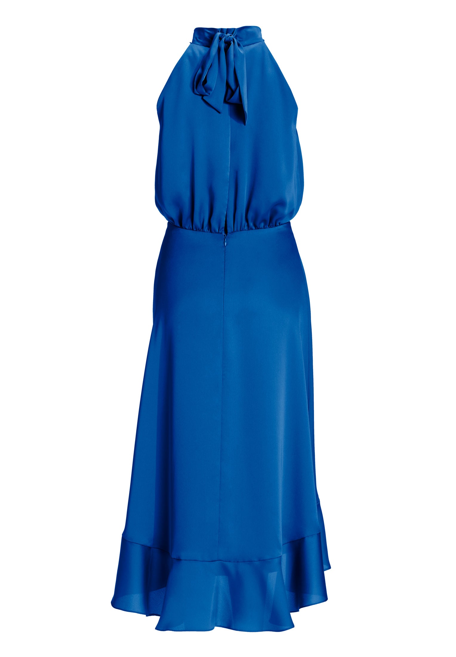 Cocktailkleid aus nachhaltigem Satin mit Volant am Saum