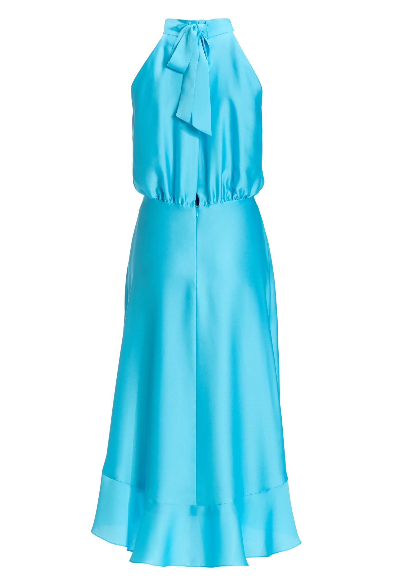 Cocktailkleid aus nachhaltigem Satin mit Volant am Saum