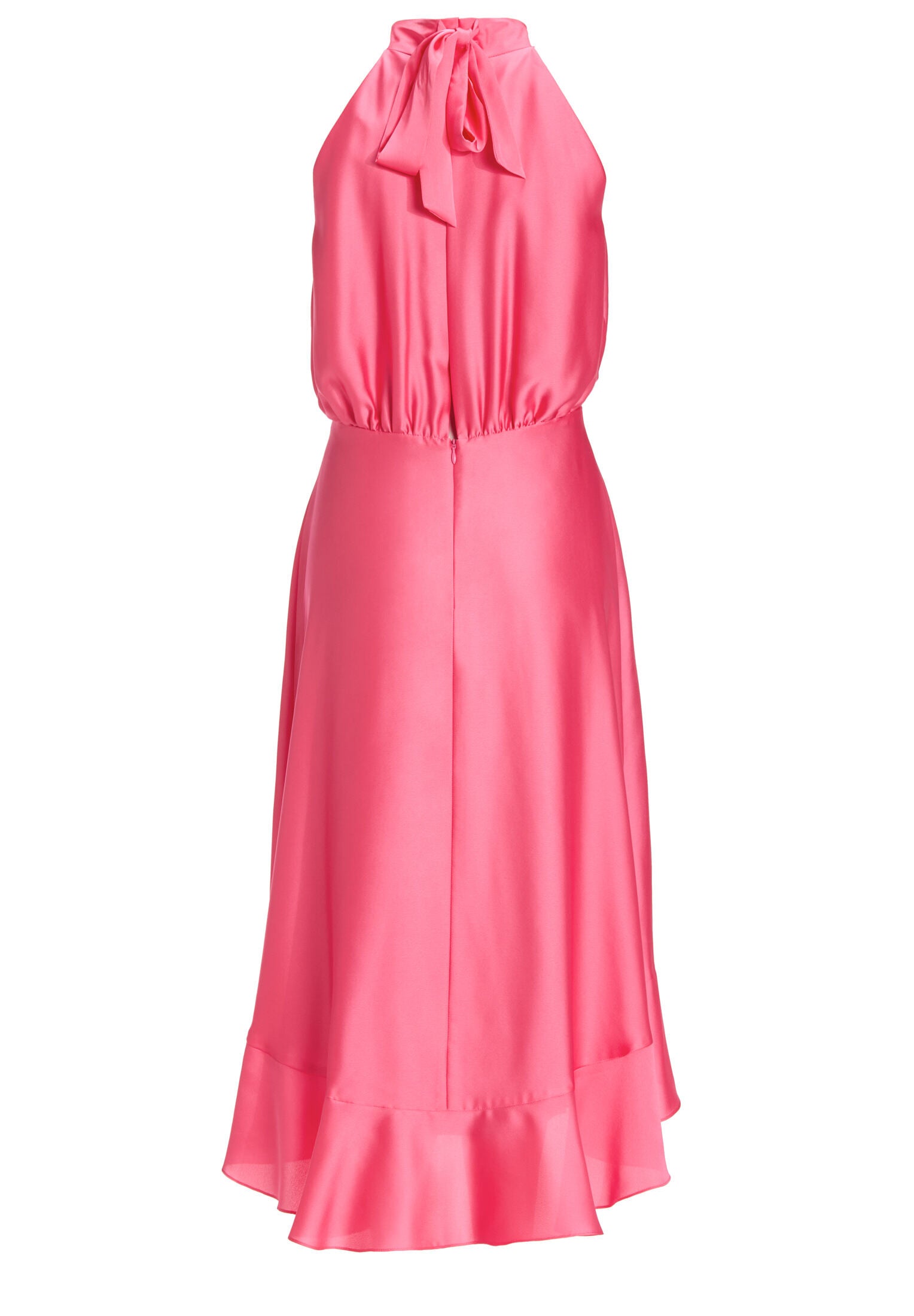 Cocktailkleid aus nachhaltigem Satin mit Volant am Saum