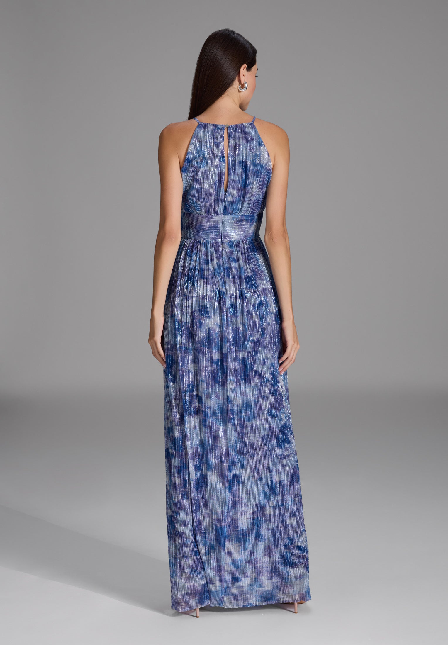 Abendkleid aus bedrucktem Plissee Jersey