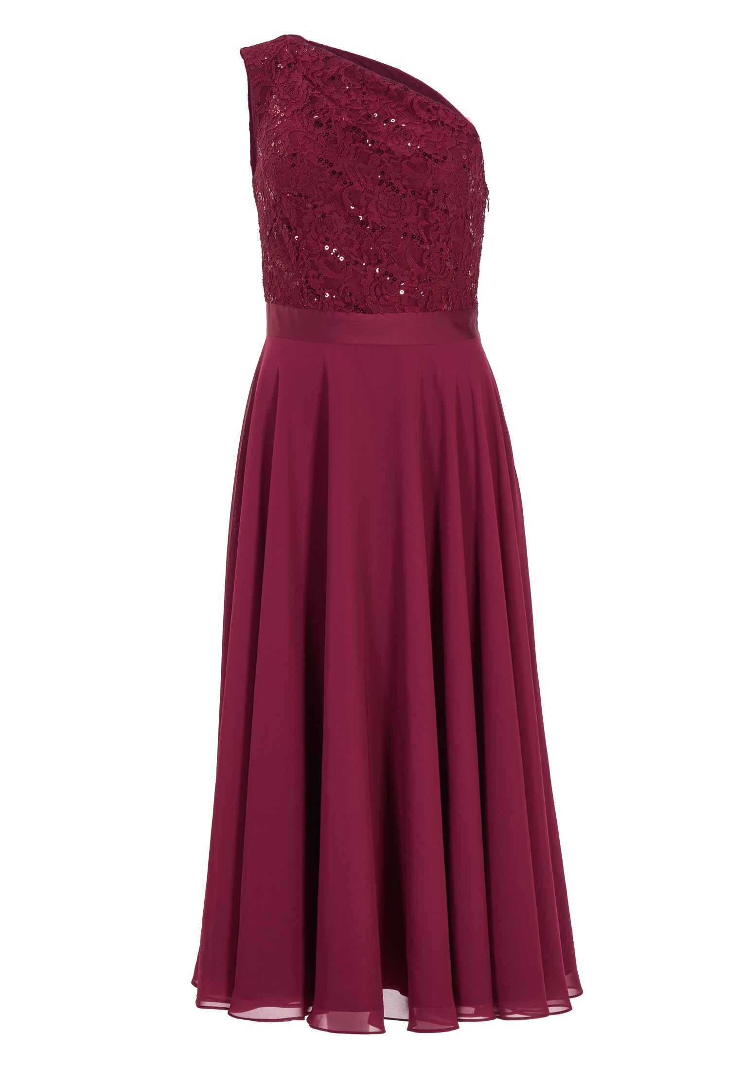 One Shoulder Midi Kleid aus Material Mix