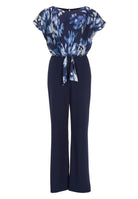 Jumpsuit mit bedrucktem Satin Top und Knoten Detail