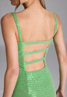 Abendkleid aus glitzerndem Jersey mit Rückendetail