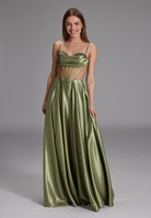 See-through-Corsagenkleid mit Ziersteinen matcha green