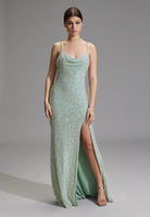 Slipdress mit transparenter Rückenpartie frozen mint