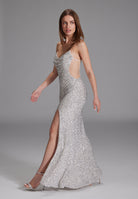 Slipdress mit transparenter Rückenpartie white|silver