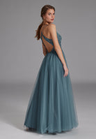 Tüll-Abendkleid mit Spitzenstickerei