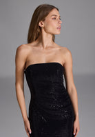 Trägerloses Abendkleid aus glitzerndem Jersey