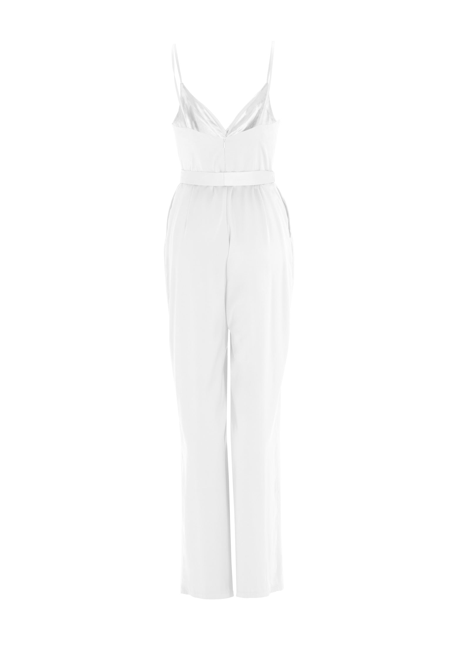 Satin Jumpsuit mit Bindegürtel
