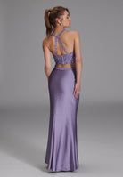 Two-piece Kleid mit langen Satinrock