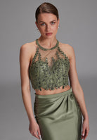 Two-piece Kleid mit langen Satinrock