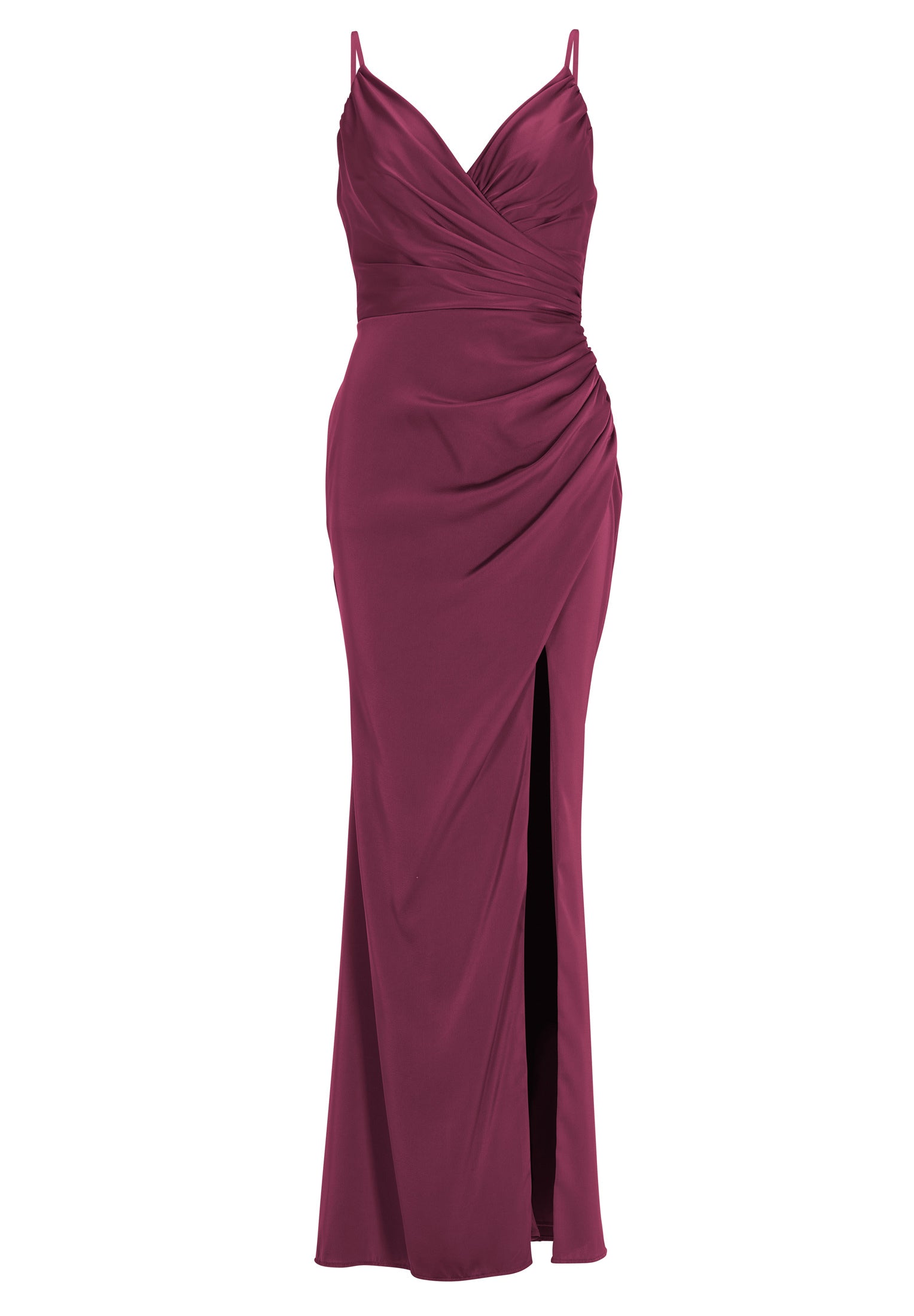 Figurbetontes Satinkleid mit Raffungen