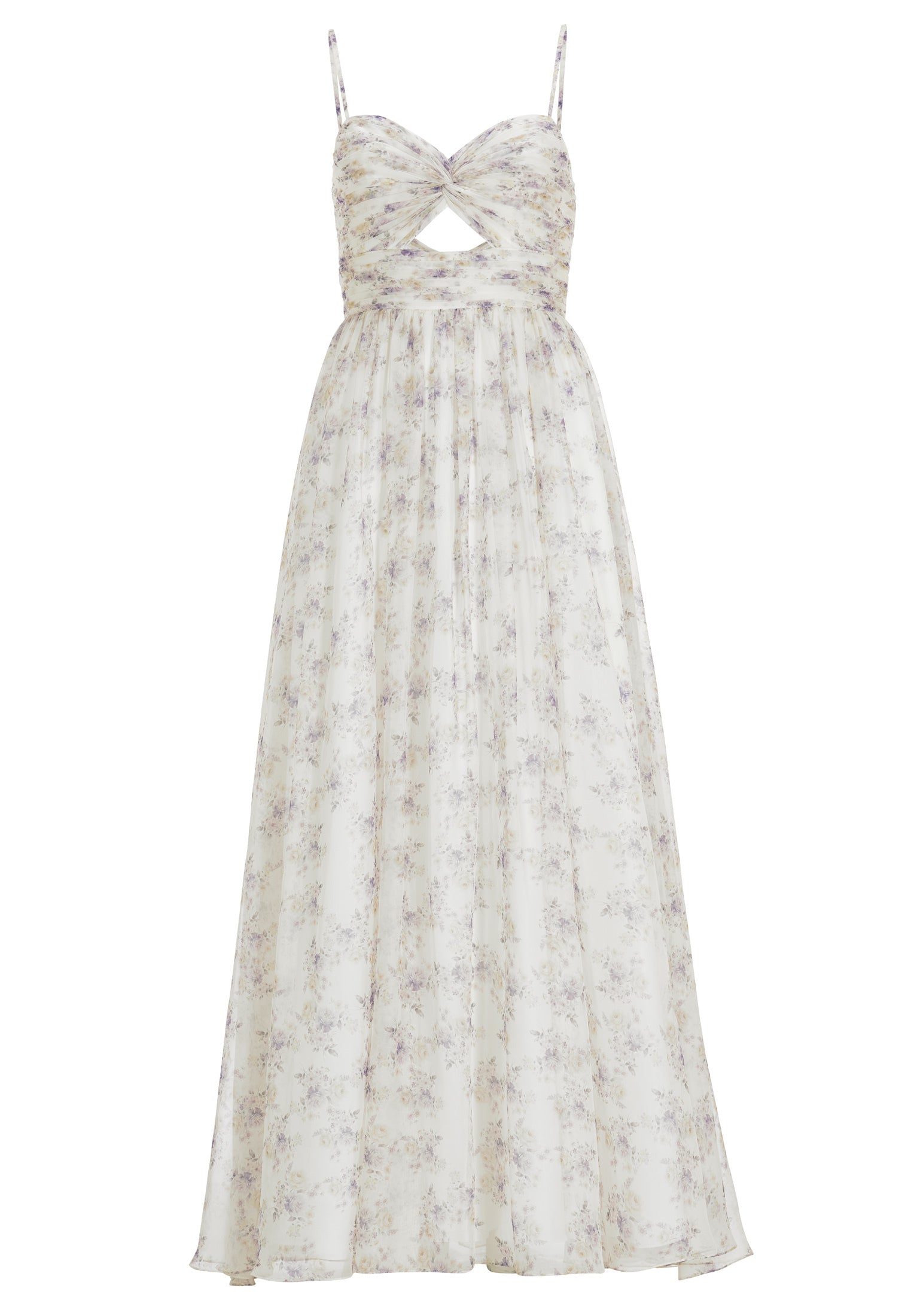 Fließendes Printkleid mit Cut-Out Detail