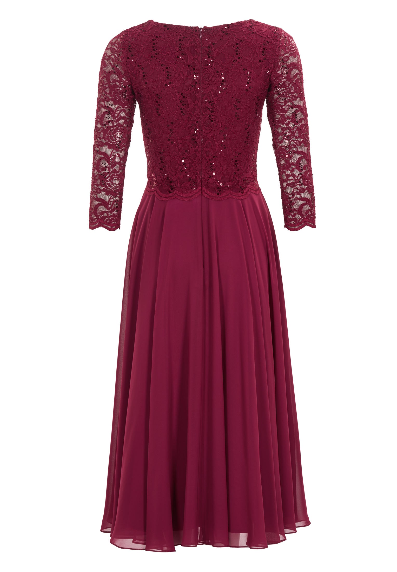 Midi Kleid mit paillettenbesetztem Spitzenoberteil