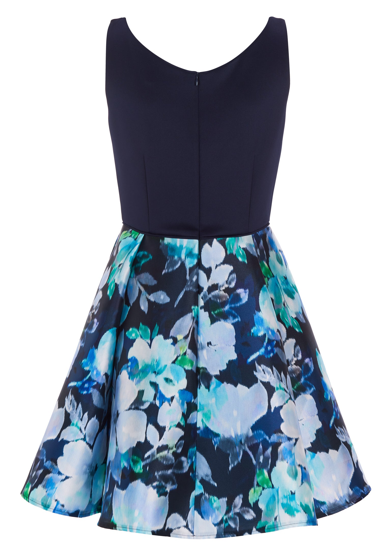 Cocktailkleid mit Rock aus bedrucktem Twill