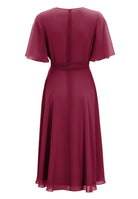 Chiffon Kleid in Wickel Optik mit Vokuhila Saum