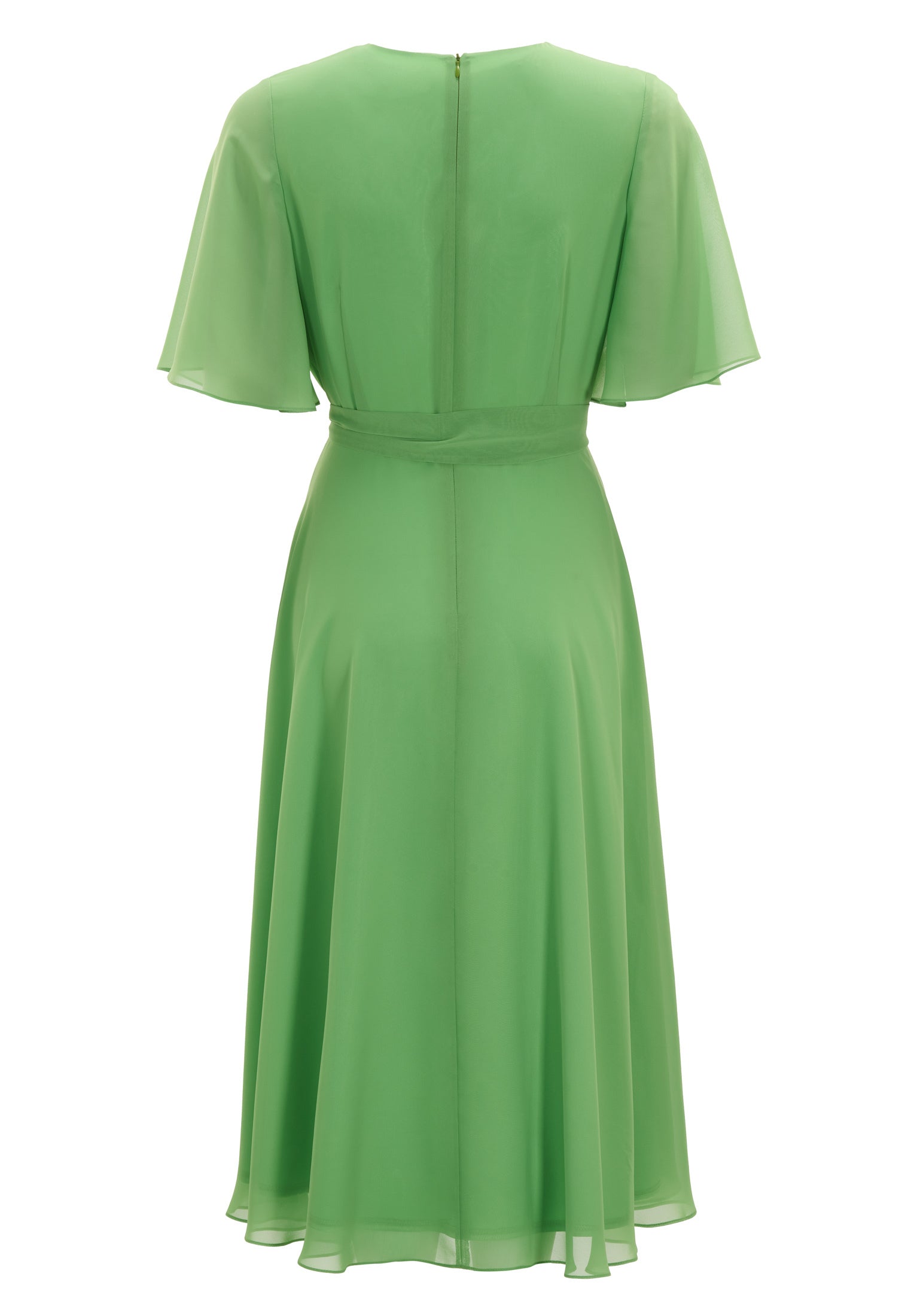 Chiffon Kleid in Wickel Optik mit Vokuhila Saum