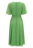 Chiffon Kleid in Wickel Optik mit Vokuhila Saum