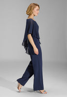 Jumpsuit aus Crepe Jersey mit Chiffon Überwurf