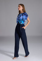 Elastischer Jersey Jumpsuit mit bedrucktem Oberteil