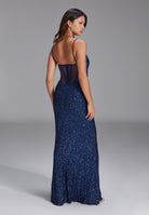 Slipdress mit transparenter Rückenpartie