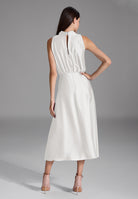 Midi Kleid aus nachhaltigem Satin mit Drapierung am Kragen