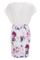 Etuikleid aus floral bedrucktem Scuba und Satin