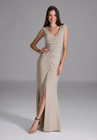 Abendkleid aus Glitzerjersey mit Raffung