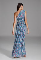 One Shoulder Abendkleid aus floral bedrucktem Mesh