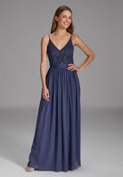 Abendkleid aus Spitze-Chiffon-Mix future blue