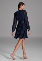 Cocktailkleid aus Chiffon mit Satin Kanten