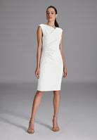 Etui Kleid aus Crepe Jersey mit Drapierung ivory