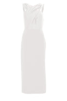 Midi Kleid mit gekreuzten Trägern aus Material-Mix