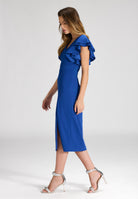 Etuikleid aus Crepe Jersey mit Volant Ärmeln