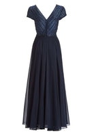 Besticktes Chiffonkleid mit kurzen Ärmeln